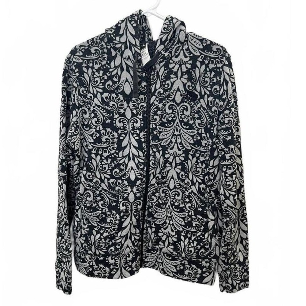The North Face Hoodie Black Gray Damask‎ Paisley Full Zip XL